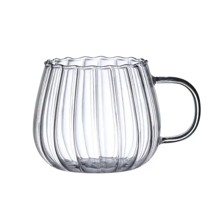 JUSTINLAU 400ml tasses à café en verre à haute teneur en Borosilicate tasse à rayures créative petit