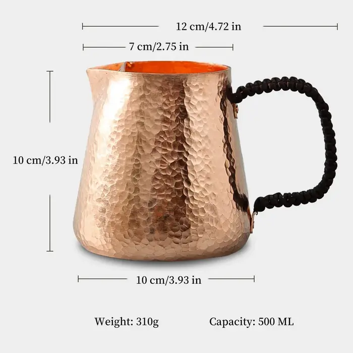 Tasse à café artisanale, tasse en cuivre pur Vintage, tasse de petit déjeuner à eau épaisse avec poi