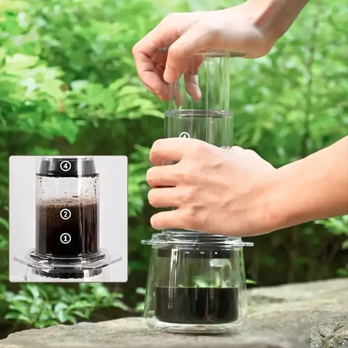 Partager Pot Portable bouilloire à café Transparent Style français presse cafetière anti-dérapant léger main Verser