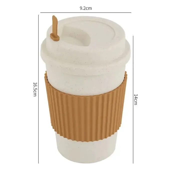 Tasse à café portable réutilisable avec paille de blé