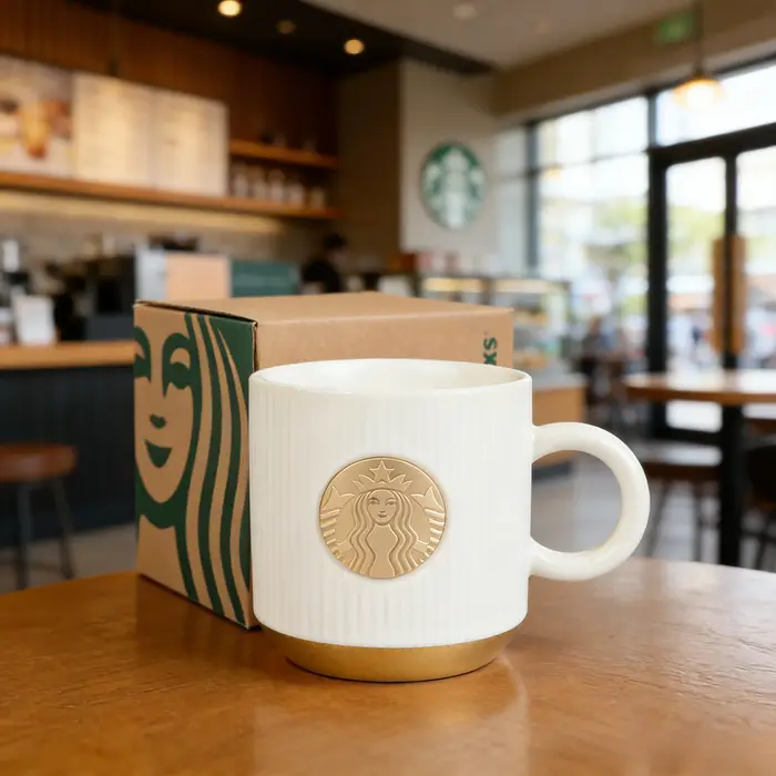Mug en céramique blanc vintage Starbucks Gold Siren