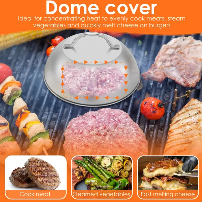 Kit de hamburger Smash avec couvercle, spatule de plaque chauffante, presse à hamburger en acier ino