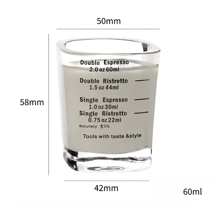 Verre de tasse à mesurer de torréfaction de once de café expresso 60 ml 1 pièces