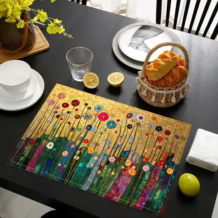 4 sets de table floraux Gustav Klimt avec un design doré