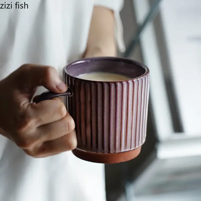 Tasse à rayures Vintage en céramique