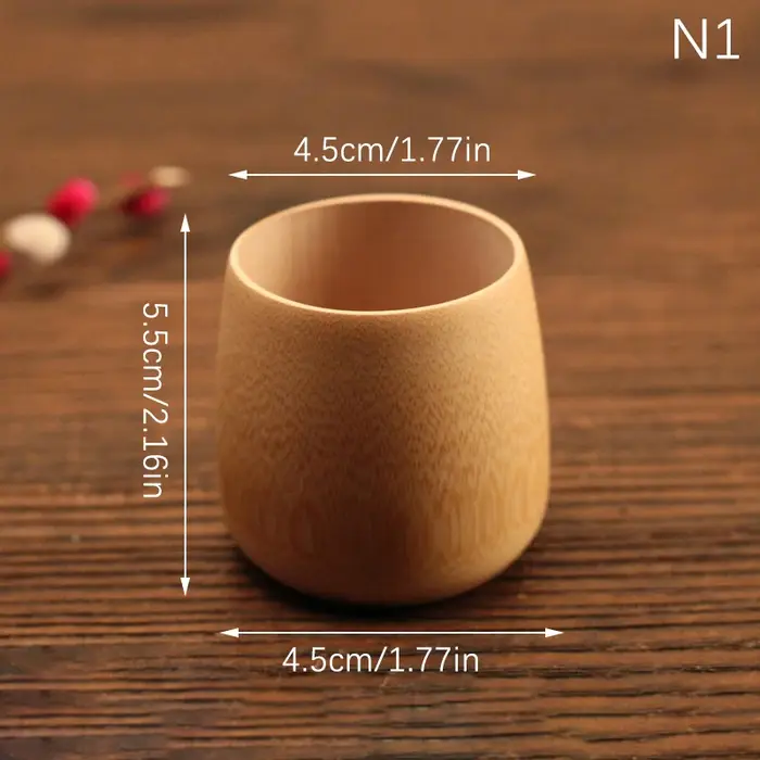 Tasse en bambou naturelle sculptée, style japonais, pour boire du thé, de la bière, du café, du jus,