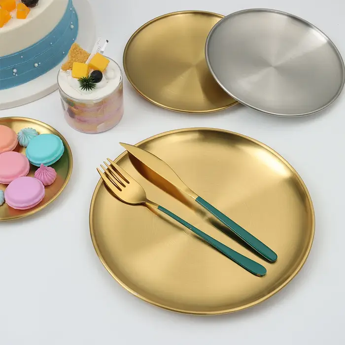 Assiette à Dessert Ronde en Acier Inoxydable
