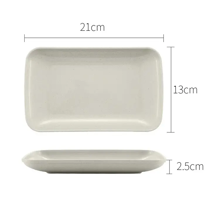 Assiette rectangulaire créative en paille de blé, mélamine, vaisselle saine, ustensiles, Dessert, Su