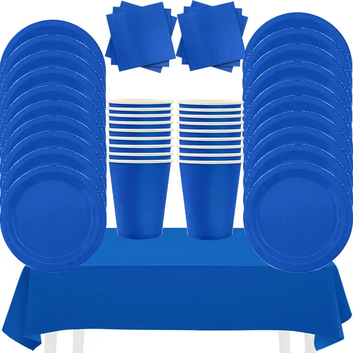 Vaisselle jetable bleu foncé
