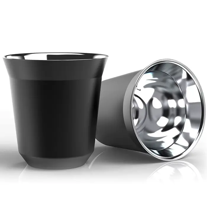 Tasse à expresso à Double paroi isolée en acier inoxydable, Capsule de café, tasse à boisson en méta