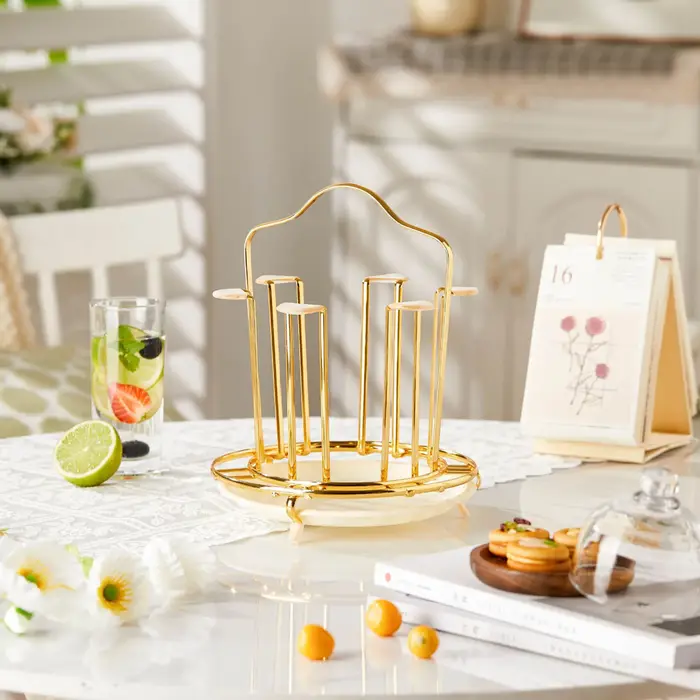 Rangement de gobelets en verre en métal de forme ronde T1