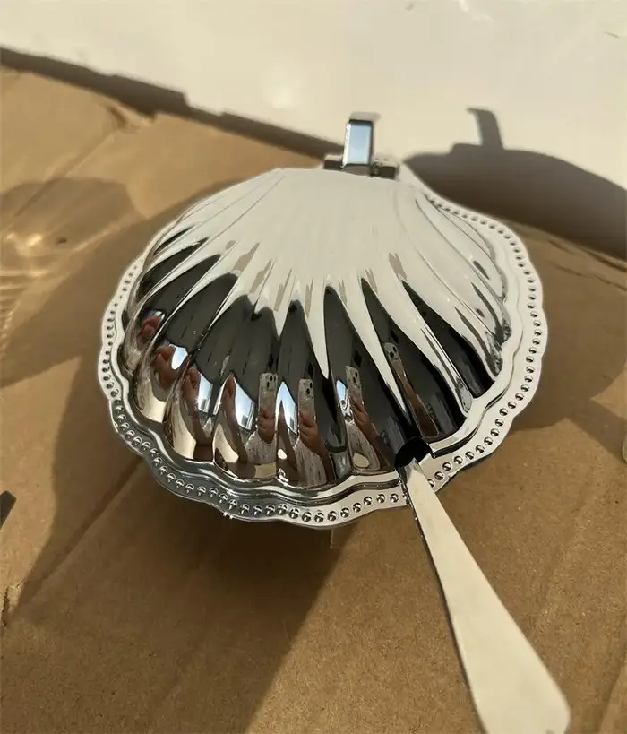 Assiette de fruits de coquille européenne en acier inoxydable