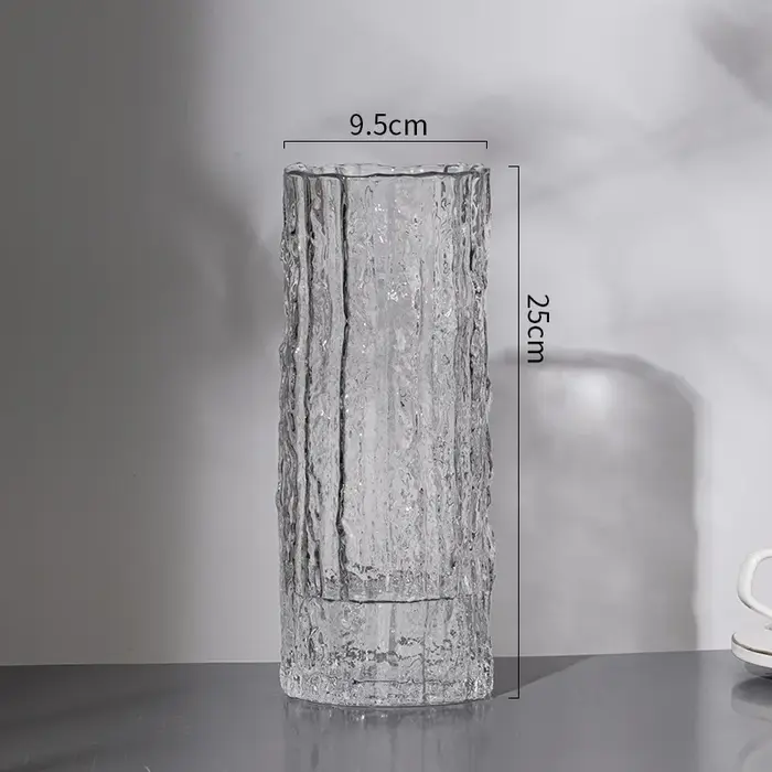Vase en verre transparent pour décoration de table à manger, vase à fleurs glacier, bouteille de fle