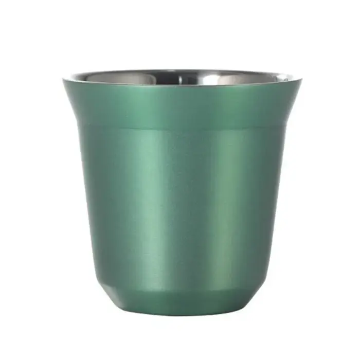 Tasse à café capsule en acier inoxydable à double paroi avec fond plat