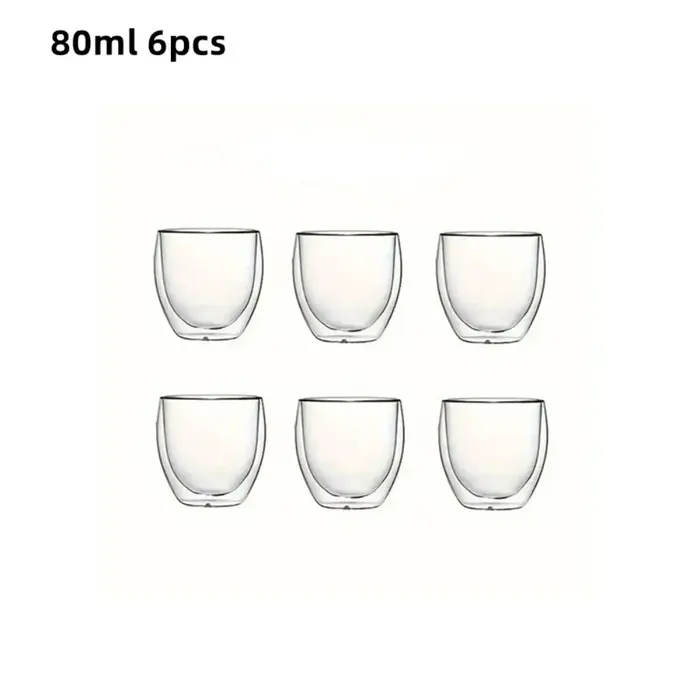 Tasses à expresso en verre transparent isolées à double paroi, 80/150/250/350/450ml, parfaites pour 