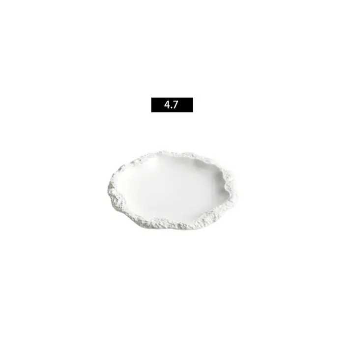 Platte à manger occidentale, disque à bord de jupe, à motifs de roche, en céramique peu profonde, po