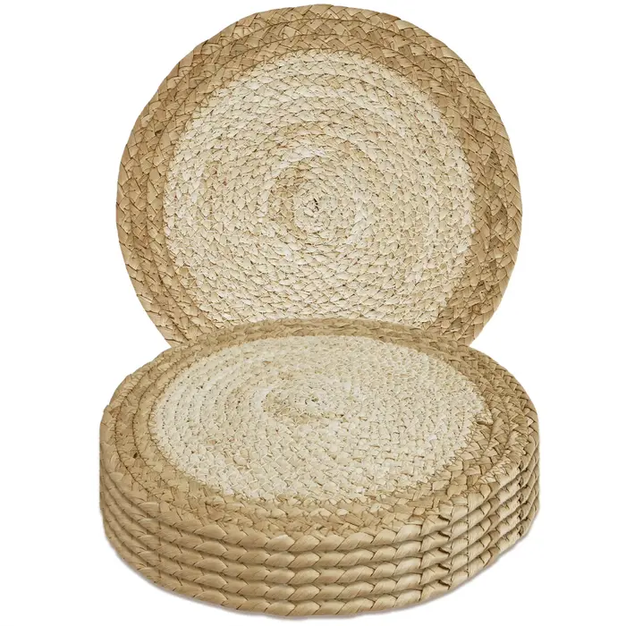 Ensemble de 6 sets de table ronds en rotin tressé à la main de 30 cm, isolants thermiques, en osier 