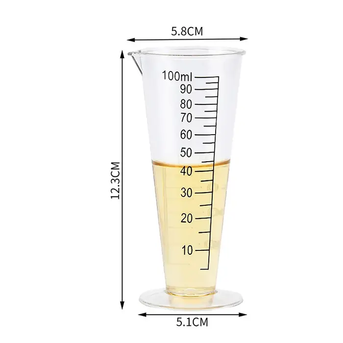 Nouveau! Tasse à mesurer en acrylique de qualité alimentaire de 100 ml – Utilisation en cuisine et restaurant sans BPA (avec balance)