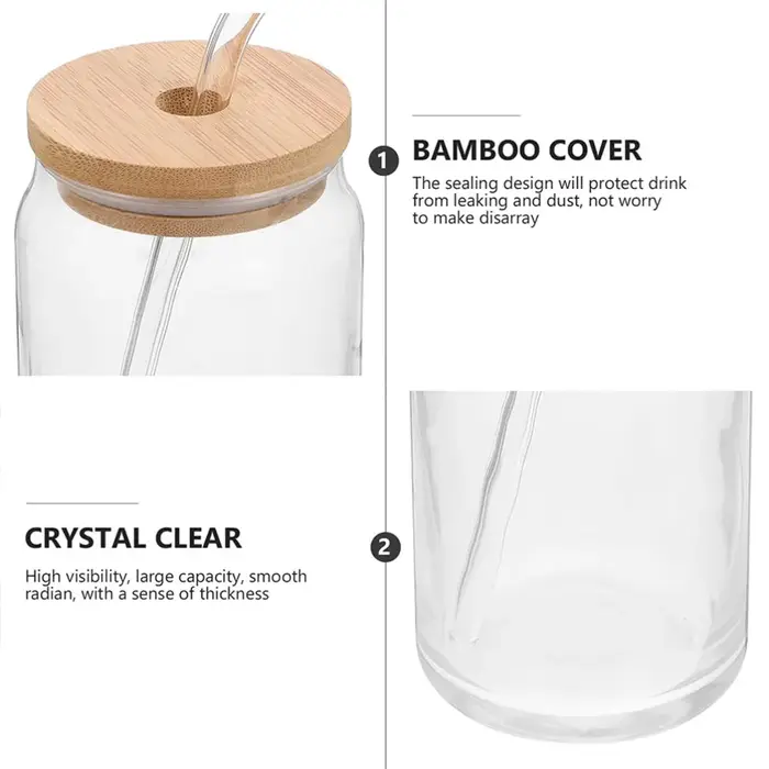 1 Pcs Disponible Mason Bocaux Café Tasse avec Pailles Couvercles Glacé