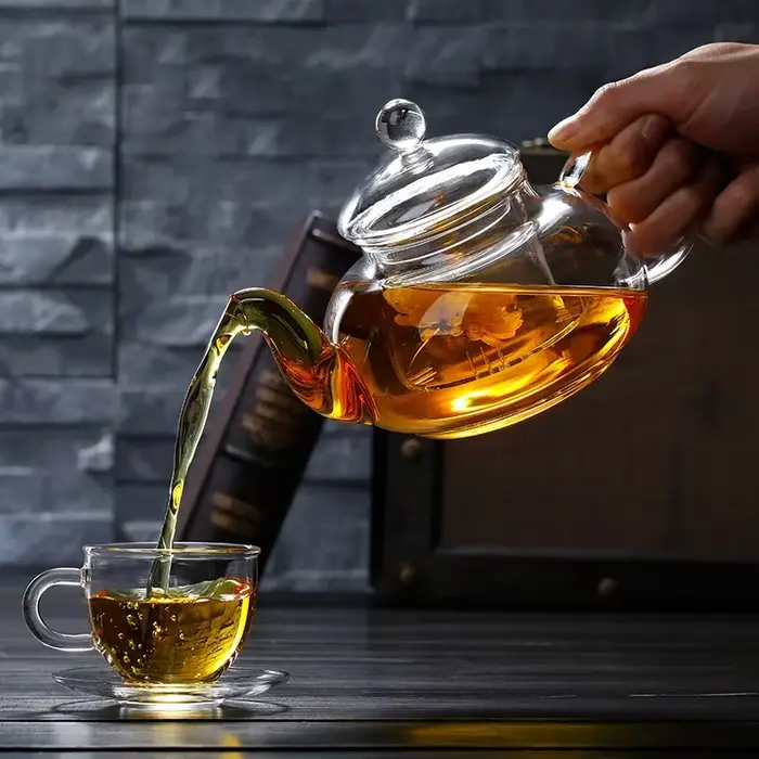 Théière en verre épais filtrée et résistante à la chaleur