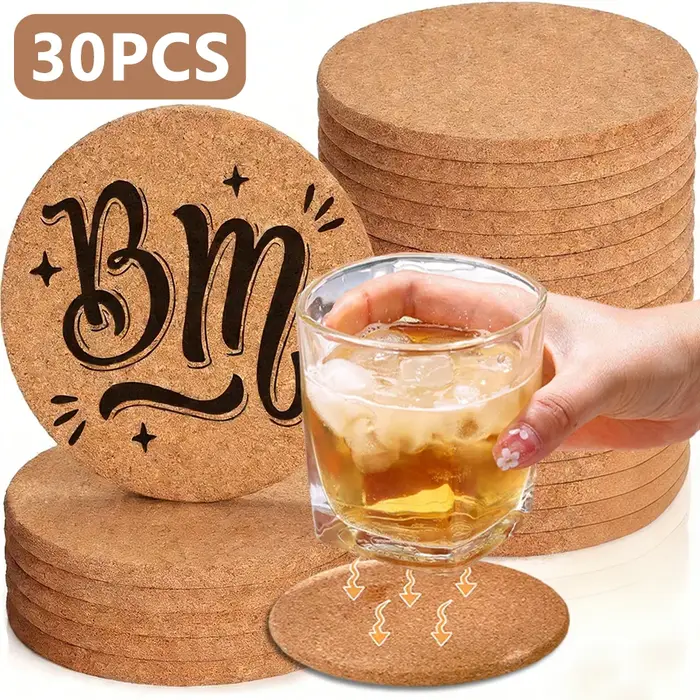 Sous-verres en liège, 5 à 30 pièces