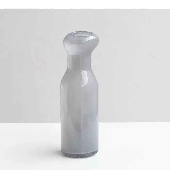 Vase en verre gris pour hydroponie