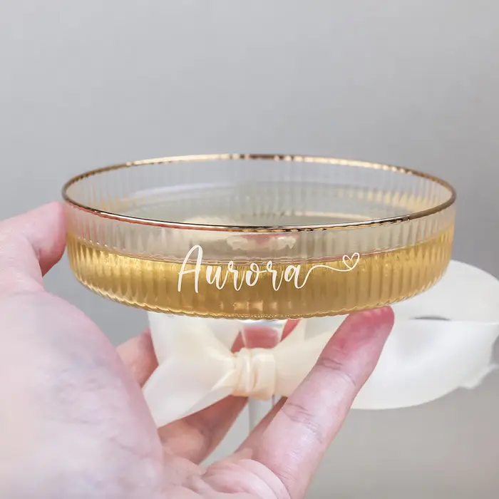 Verres à Champagne côtelés personnalisés