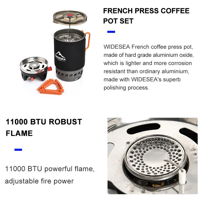 Widesea – ensemble de cafetière de Camping Portable