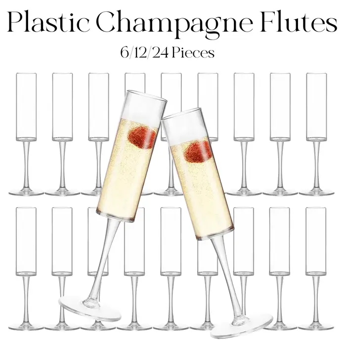 Flûtes à Champagne en plastique de 6 à 24 pièces