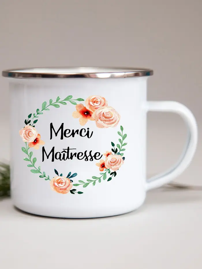 Tasses en émail imprimées de fleurs françaises