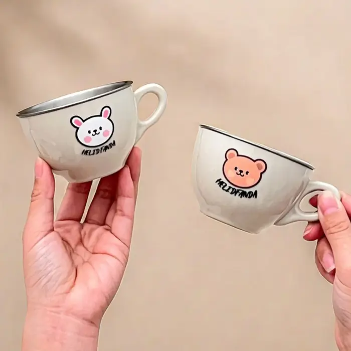 Mini tasses à café en acier inoxydable 304 à double paroi avec poignée