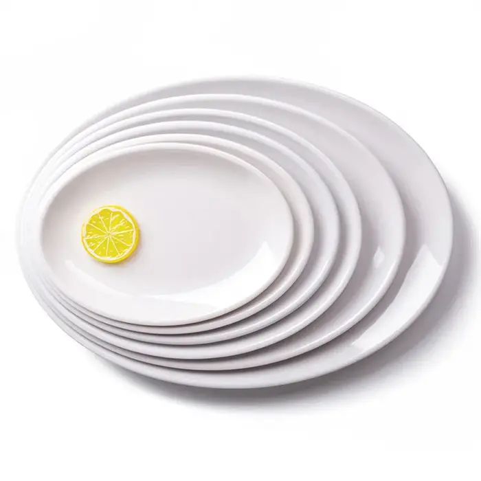 Assiettes ovales en mélamine blanche de 9 à 14 pouces