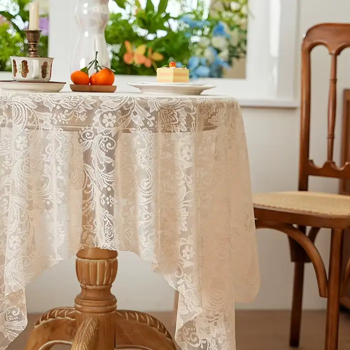 Nappe en dentelle de campagne Beige de Style français