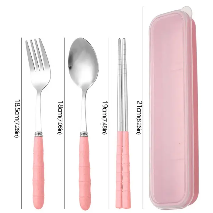 Ensemble de vaisselle en acier inoxydable, baguettes, fourchette, cuillère, couverts de voyage avec