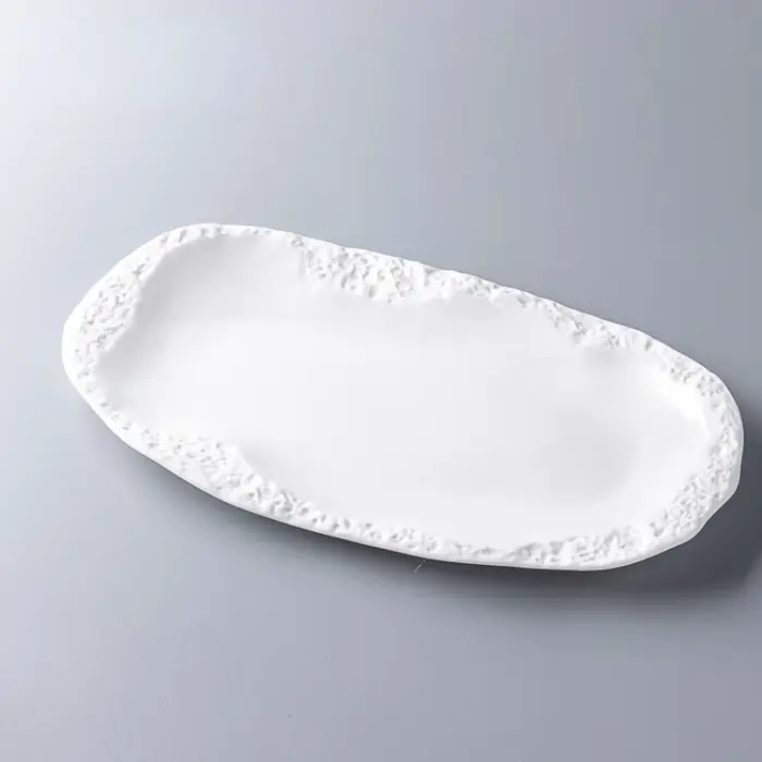Assiette de nourriture occidentale en céramique avec motif de pierre
