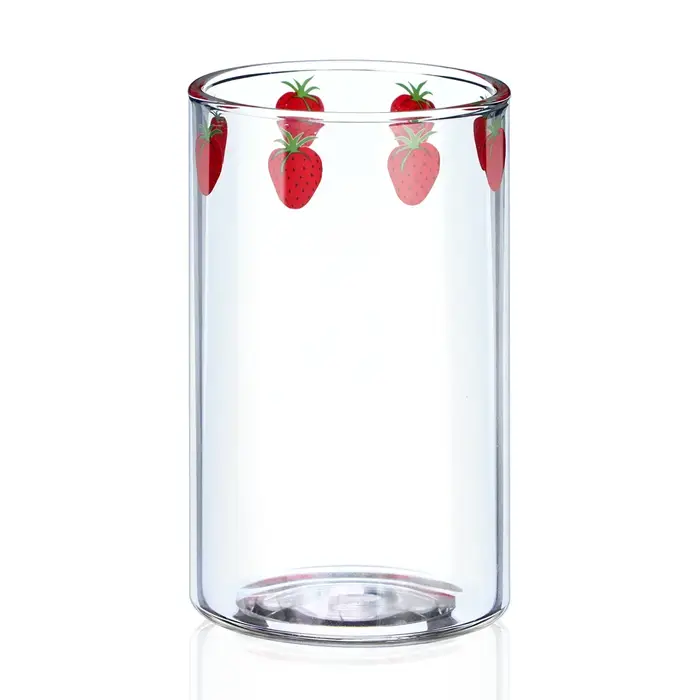 Tasses à café aux fraises de 300ml, 1 à 6 pièces, jolie tasse en verre avec paille, eau transparente