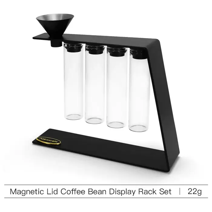 AliKisscafe Contenant de stockage magnétique pour grains de café, tube en verre, présentoir, accesso