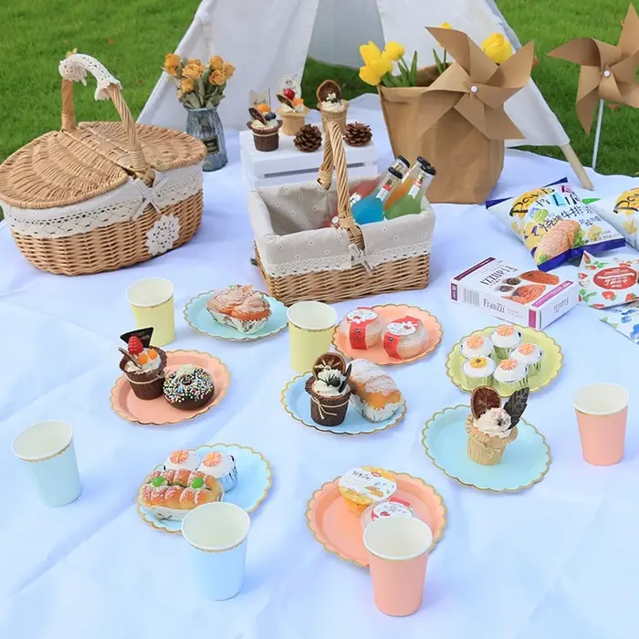 Assiettes de fête jetables colorées