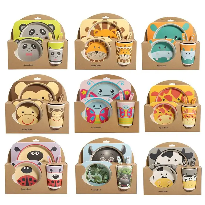 Ensemble de vaisselle pour enfants en fibre de bambou