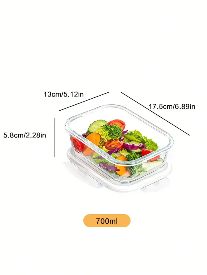 Récipient de stockage alimentaire en verre avec couvercle, pour la préparation des repas, compatible