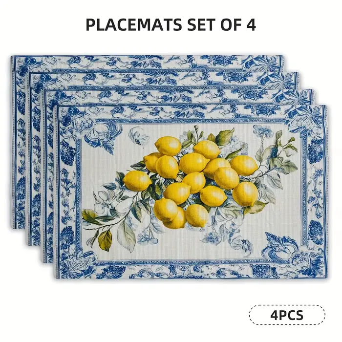 Napperons avec motif citron et feuilles vertes