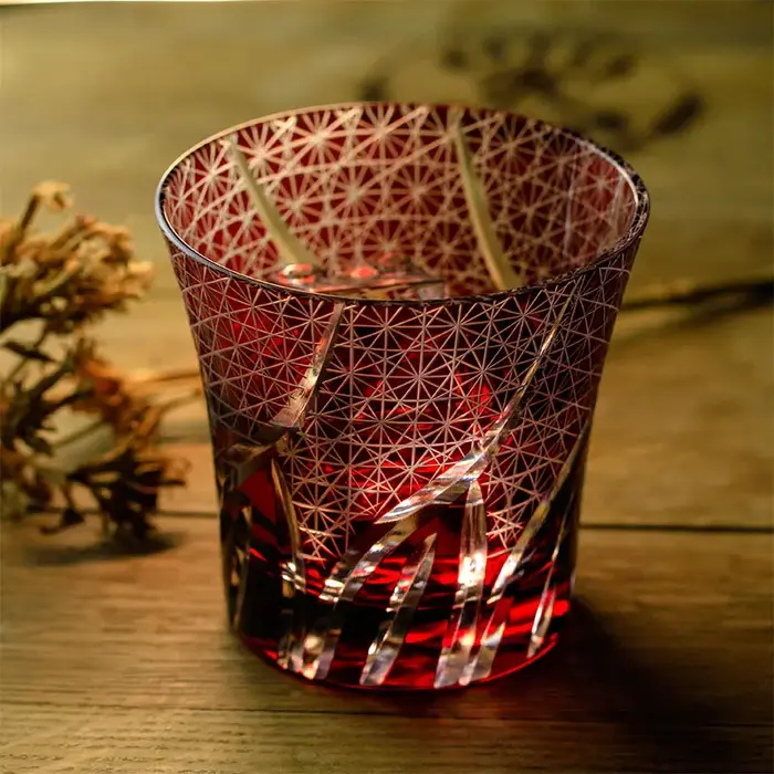 Verres à whisky japonais CHAMVIN Limited Edo Kiriko Ayaka en verre taillé à la main