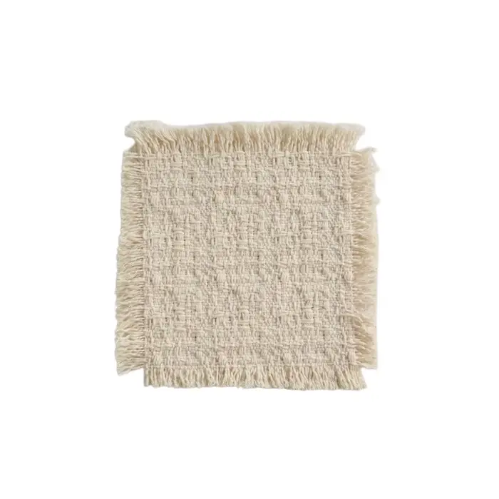 Nouveau set de table en coton de couleur beige, set de table décoratif en coton doux, forme carrée, 