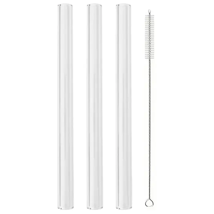 Pailles en verre borosilicaté réutilisables, 14x200mm, 3 pièces, ensemble avec brosse pour thé à bul