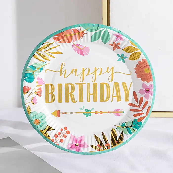 Assiettes rondes en papier jetables multicolores de 7 pouces