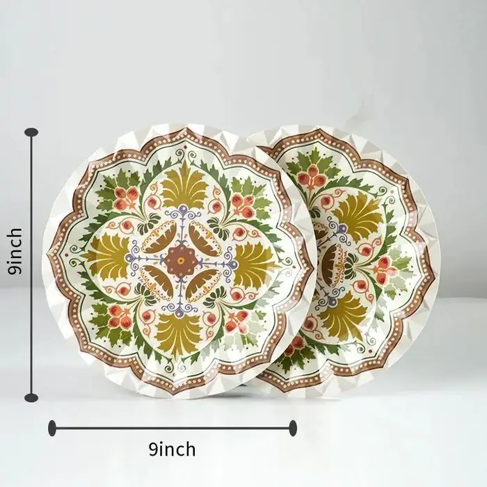Assiettes rondes à motif bohème