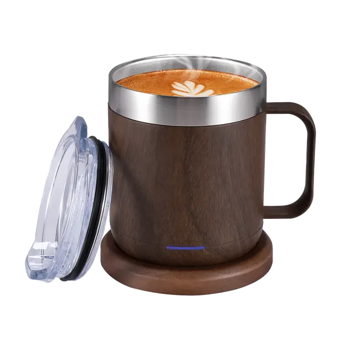 Tasse à café auto-chauffante Chauffe USB intelligent avec 55 ° C (131 ° F) Thermostat Double couche chauffe-tasse de qualité alimentaire pour bureau/maison/cadeaux