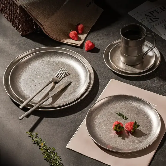 Vaisselle assiette à Steak en acier inoxydable plat occidental classique Durable