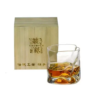Verre à whisky froissé Chamvin, Design ancien japonais Edo, à facettes irrégulières, Der Whiskybeche