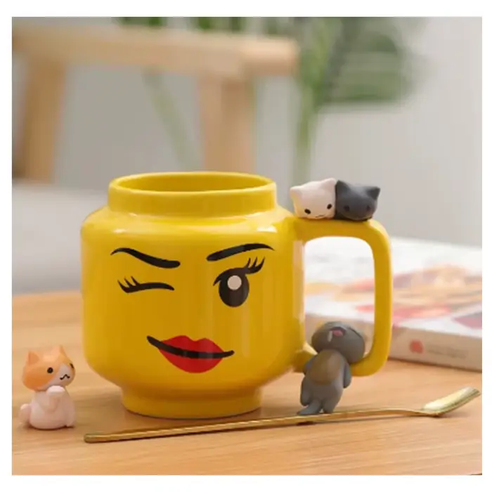 Tasse en céramique de 250ML, dessin animé mignon, café, lait, thé, verres, motif d'expression d'impu